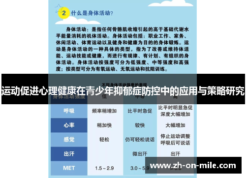 运动促进心理健康在青少年抑郁症防控中的应用与策略研究